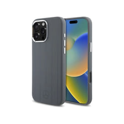 Mercedes Benz Silicone Vertical Tonal Stripes Case with MagSafe for iPhone 16 Pro Max 6.9" Grey - MEHMP16X23SUVSA