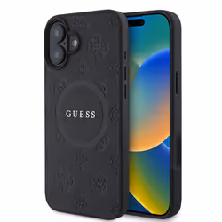 Guess Saffiano Peony Classic Logo Case with MagSafe for iPhone 16 6.1" Black - GUHMP16SAPSMEK