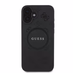 Guess Saffiano Peony Classic Logo Case with MagSafe for iPhone 16 6.1" Black - GUHMP16SAPSMEK