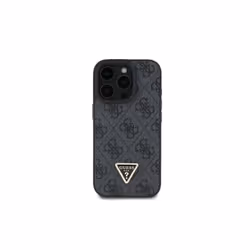 Guess Leather Metal Logo Strass Crossbody Case for iPhone 16 Pro Max 6.9" Black