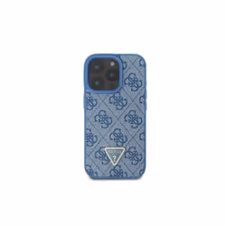 Guess Leather Metal Logo Strass Crossbody Case for iPhone 16 Pro Max 6.9" Blue