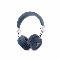 Guess PU Grained Triangle Logo ENC Wireless Headphones Blue - GUBH70PGTSPSB