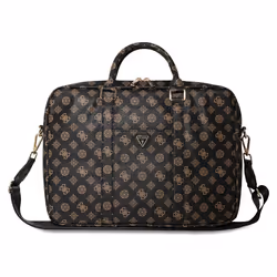 Guess 4G Peony Triangle Logo Front Pocket Zipper 16" Laptop Bag Black/Brown - GUCB16PGPOSGNK