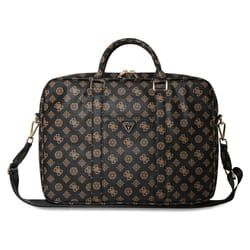 Guess 4G Peony Triangle Logo Front Pocket Zipper 16" Laptop Bag Black/Brown - GUCB16PGPOSGNK
