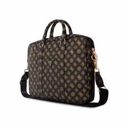 Guess 4G Peony Triangle Logo Front Pocket Zipper 16" Laptop Bag Black/Brown - GUCB16PGPOSGNK