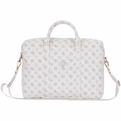 Guess 4G Peony Triangle Logo Front Pocket Zipper 16" Laptop Bag White - GUCB16PGPOSGNH