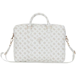Guess 4G Peony Triangle Logo Front Pocket Zipper 16" Laptop Bag White - GUCB16PGPOSGNH