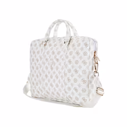 Guess 4G Peony Triangle Logo Front Pocket Zipper 16" Laptop Bag White - GUCB16PGPOSGNH