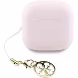 Guess Glossy Effect Printed Classic Logo & Charm TWS Earphones Pink - GUTWSXMCCLP