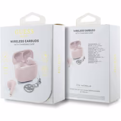 Guess Glossy Effect Printed Classic Logo & Charm TWS Earphones Pink - GUTWSXMCCLP - Additional view 5