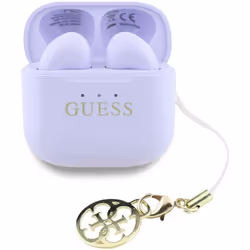 Guess Glossy Effect Printed Classic Logo & Charm TWS Earphones Purple - GUTWSXMCCLU