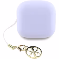 Guess Glossy Effect Printed Classic Logo & Charm TWS Earphones Purple - GUTWSXMCCLU