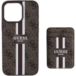Guess 4G Stripes Case with MagSafe Wallet for iPhone 16 Pro Max 6.9" Brown - GUBPHCP16XP4RPSW