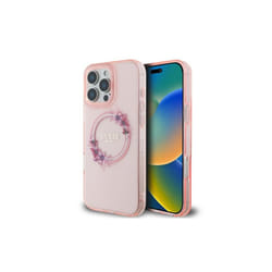 Guess IML Flowers Wreath Case with MagSafe for iPhone 16 Pro 6.3" Pink - GUHMP16LHFWFCP