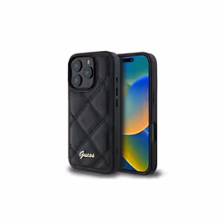 Guess Quilted Metal Logo Case for iPhone 16 Pro Max 6.9" Black