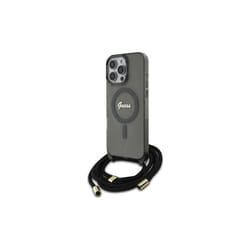 Guess Crossbody Cord Script Case with MagSafe for iPhone 16 Pro 6.3" Black - GUHMP16LHCTSGNSK