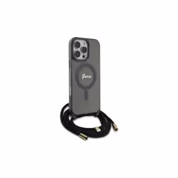 Guess Crossbody Cord Script Case with MagSafe for iPhone 16 Pro 6.3" Black - GUHMP16LHCTSGNSK
