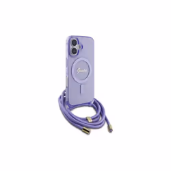 Guess Crossbody Cord Script Case with MagSafe for iPhone 16 6.1" Purple - GUHMP16SHCTSGNSU