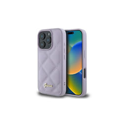 Guess Quilted Metal Logo Case for iPhone 16 Pro 6.3" Light Purple