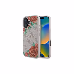 Guess 4G Flower Printed Hardcase with MagSafe for iPhone 16 6.1" Pink - GUHMP16SP4ROPEMCP - Additional view 6
