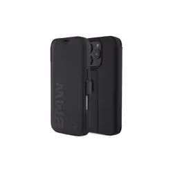BMW Signature Leather Wordmark Bookcase for iPhone 16 Pro Max 6.9" Black - BMBKP16S23RMRLK
