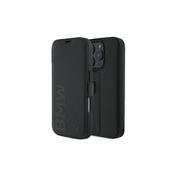 BMW Signature Leather Wordmark Bookcase for iPhone 16 Pro Max 6.9" Black - BMBKP16S23RMRLK