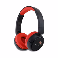 Hello Kitty Face Logo Bluetooth Wireless Headphones Black/Red - HKOBHV6ROKFR