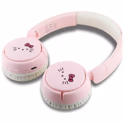 Hello Kitty Face Logo Bluetooth Wireless Headphones Pink - HKOBHV6ROKFP
