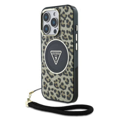 Guess HC IML Leopard Triangle Cord Strap with MagSafe for iPhone 16 Pro Max 6.9" Brown - GUHMP16XHLORSSW