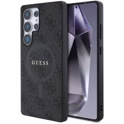 Guess Leather 4G Coloured Ring Classic Logo Case with MagSafe for Samsung Galaxy S25 Ultra 6.9" Black - GUHMS25LG4GFRK