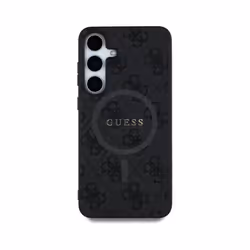 Guess Leather 4G Coloured Ring Classic Logo Case with MagSafe for Samsung Galaxy S25 6.2" Black - GUHMS25SG4GFRK