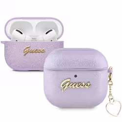 Guess Metallic Script Charm Case for AirPods 4 Purple - GUA4PGMCSU