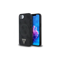 Guess PU 4G Strass Triangle Metal Logo Case for iPhone 16e Black - GUHMPSE4P4TDPK