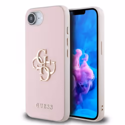 Guess PU Grained 4G Metal Logo Case for iPhone 16e Pink - GUHCPSE4PGT4MBP