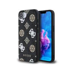 Guess PU 4G Peony Case with MagSafe for iPhone 16e Black - GUHMPSE4P4PWPK