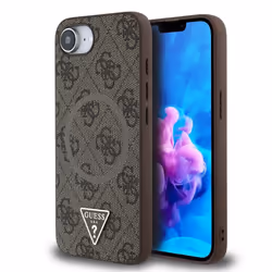 Guess PU 4G Strass Triangle Metal Logo Case for iPhone 16e Brown - GUHMPSE4P4TDPW