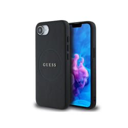 Guess PU Grained Classic Logo Case with MagSafe for iPhone 16e 6.1" Black - GUHMPSE4PGHSMMK