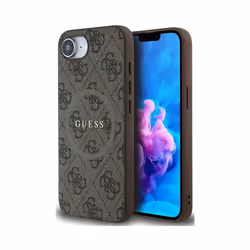 Guess PU Leather 4G Colored Ring Case with MagSafe for iPhone 16e 6.1" Brown - GUHMPSE4G4GFRW