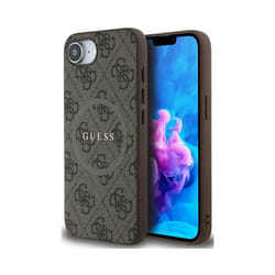 Guess PU Leather 4G Colored Ring Case with MagSafe for iPhone 16e 6.1" Brown - GUHMPSE4G4GFRW