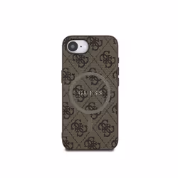 Guess PU Leather 4G Colored Ring Case with MagSafe for iPhone 16e 6.1" Brown - GUHMPSE4G4GFRW