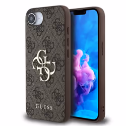Guess PU 4G Metal Big Logo Case for iPhone 16e 6.1" Brown - GUHCPSE44GMGBR