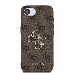 Guess PU 4G Metal Big Logo Case for iPhone 16e 6.1" Brown - GUHCPSE44GMGBR