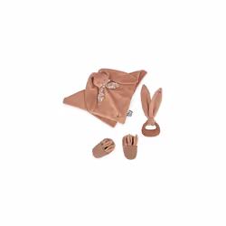 - Lapinoo - Newborn Gift Set - Terracotta Colour - 3 Baby Accessories - Baby's Comforter + Teething Ring + Booties - 11 cm - ...