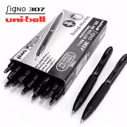 Uni-Ball Signo 307 - Fine Retractable Rollerball Pen - 12 + 2 Free - Black - UMN-307