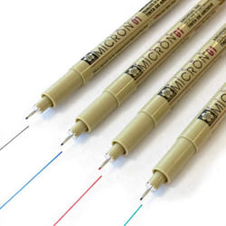 Sakura Pigma Micron - Pigment Fineliners - Pack of 4 - XSDK01-0.25mm - Black, Blue, Red, and Green