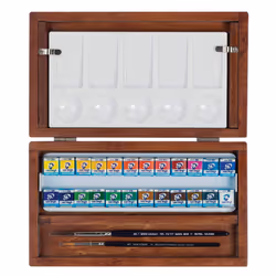 Van Gogh Watercolor Paint Set  Wood Box  24-Half Pan + 3 Accessories