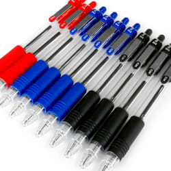 Z-Grip Retractable Ballpoint Pen - Pack of 10 - Black, Blue, and Red