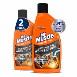 Mr Muscle Drain Unblocker, Sink & Drain Cleaner, Heavy Duty Power Gel, 2 x 500 ml