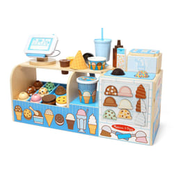 Melissa & Doug Wooden Cool Scoops Ice Creamery Play Food Toy, Toy kitchen, Ice cream toy for girls and boys, Pretend play food montessori toy 3 year o