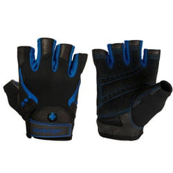 Pro Weight Lifting Gloves, Leather Palm Protection, Workout Fitness Gloves, Blue, S
